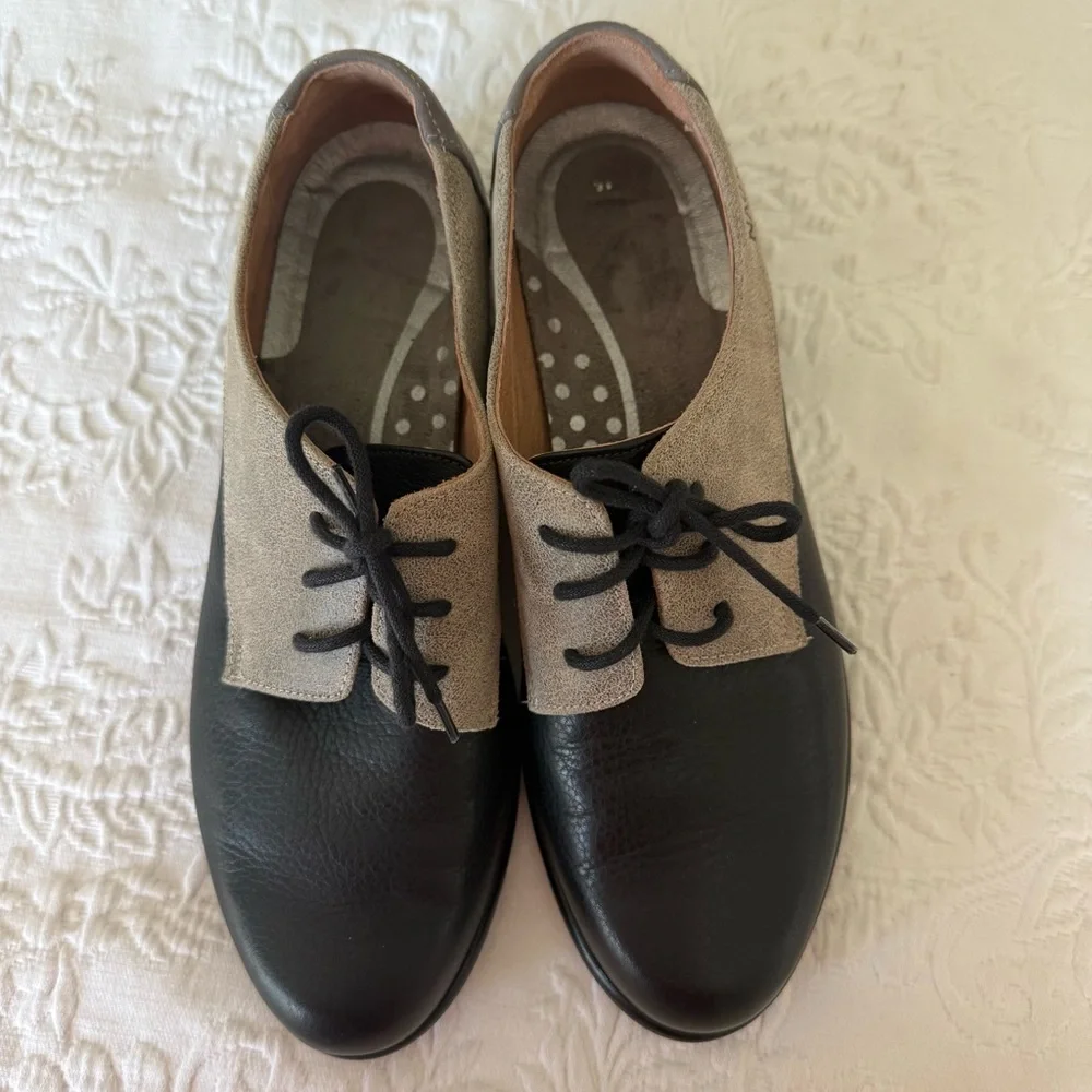 NAOT Kedma Black and Gray Lace Up Dress Shoes size 7